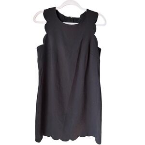 J. Crew Black Scalloped Hem Sleeveless Mini Dress LBD Classic Capsule Size 8